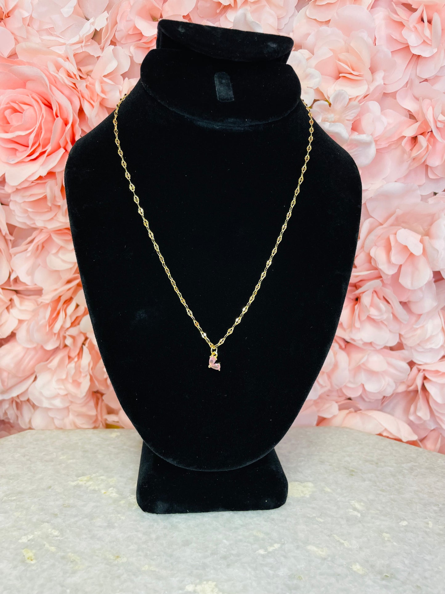 The Jasmine Mini Pink Heart 18k Gold Plated Necklace