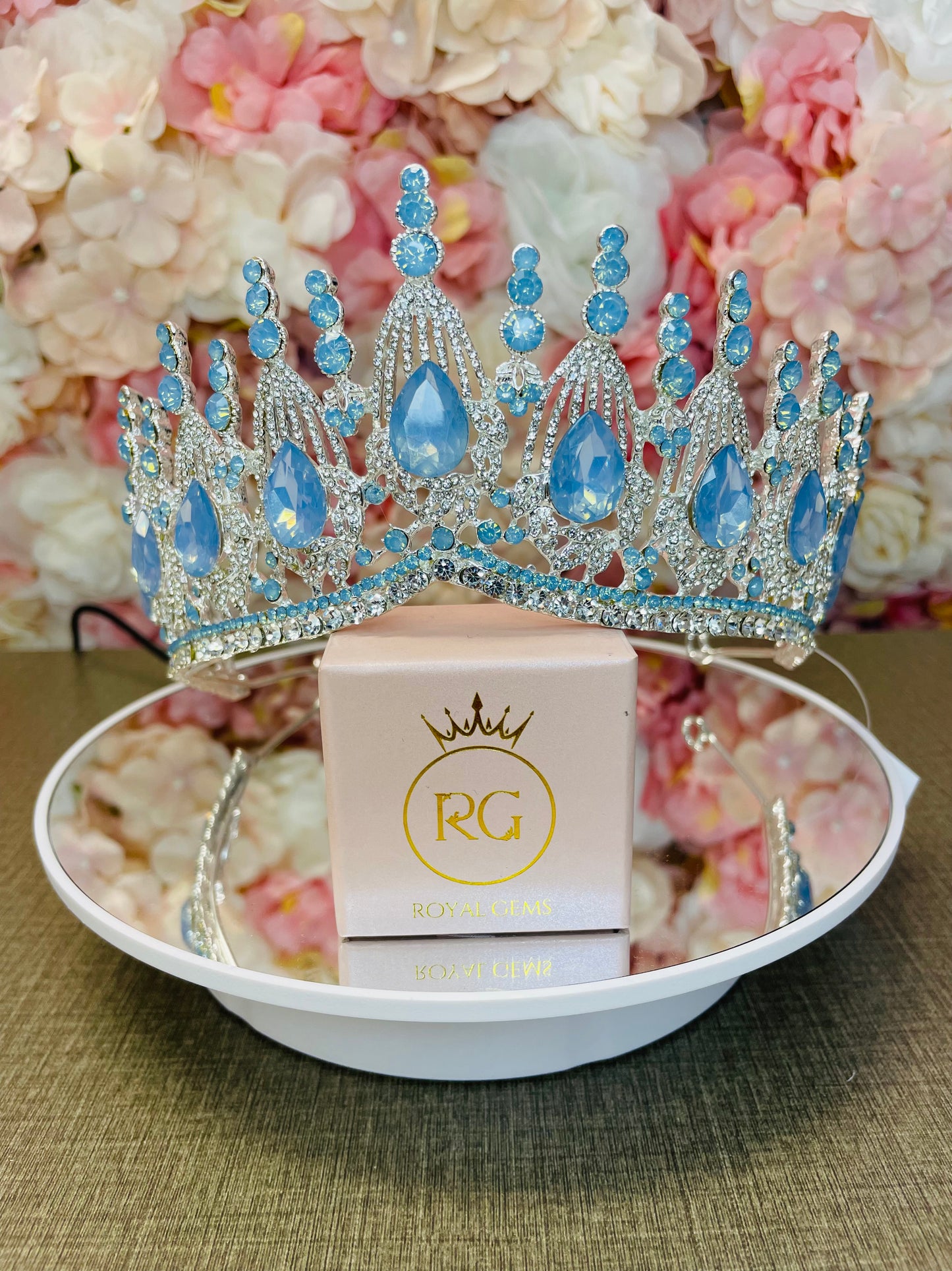 Ice Blue High Point Quinceañera Crown