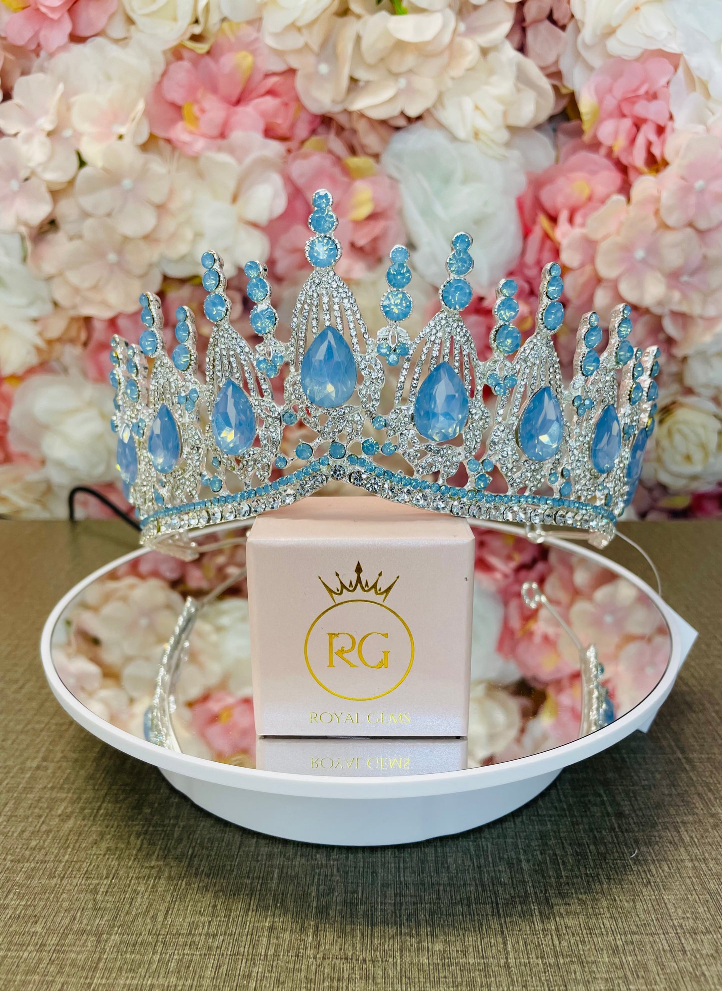 Ice Blue High Point Quinceañera Crown