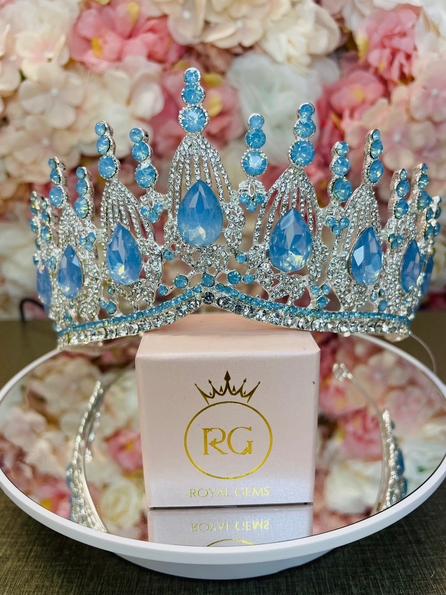 Ice Blue High Point Quinceañera Crown