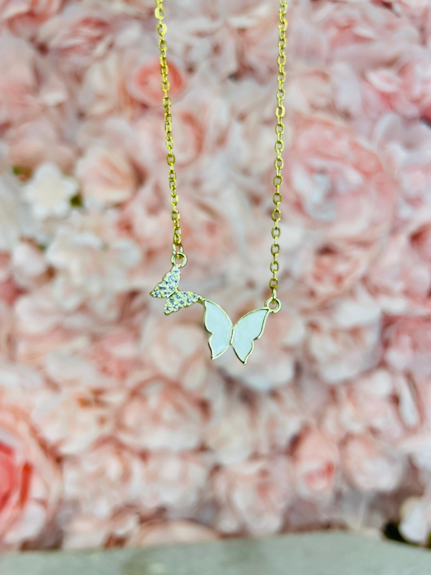 The Mommy and Me Butterfly 18k Gold Plated Necklace