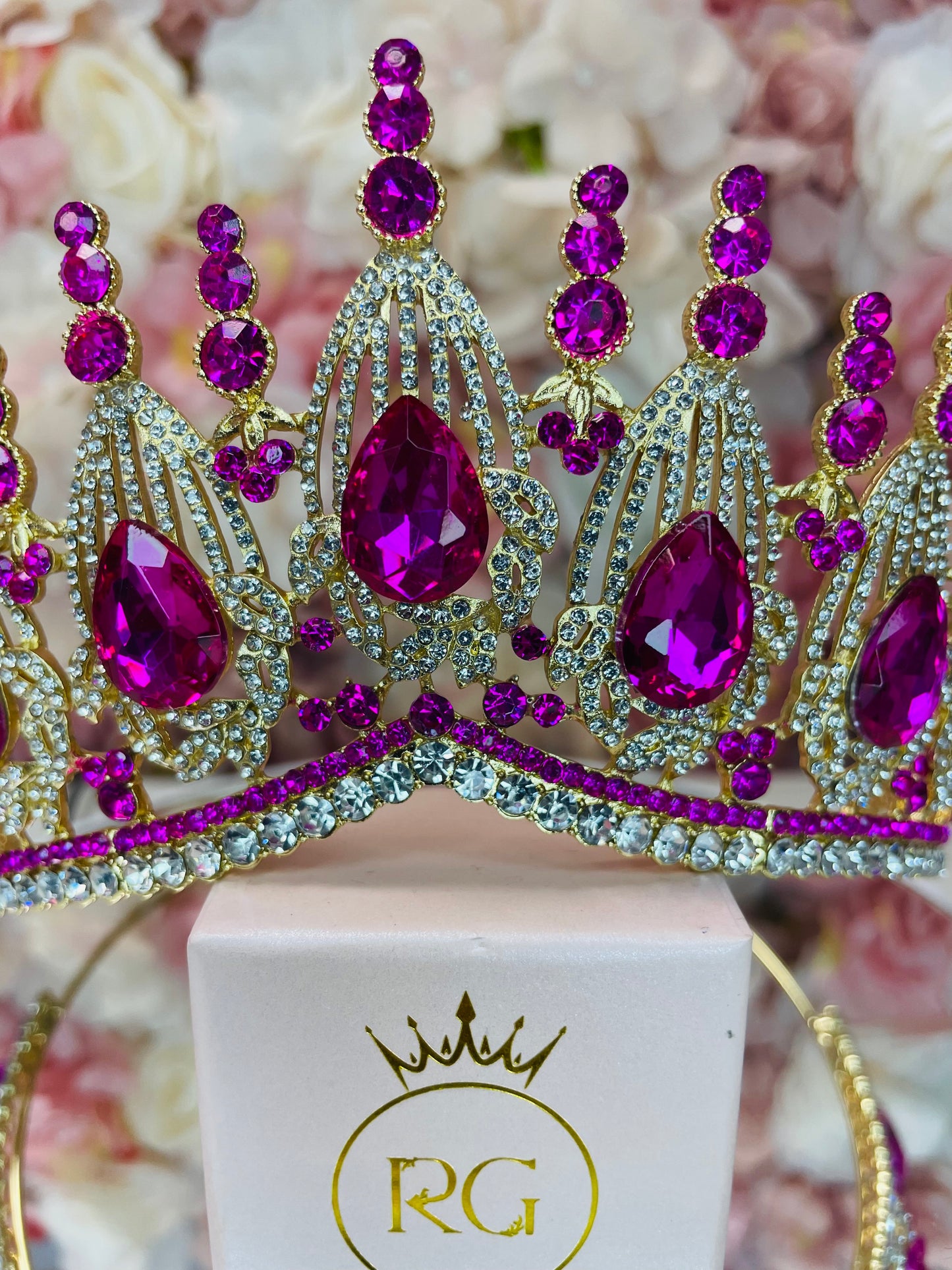 Gold and Fuchsia Crown for Quinceañera