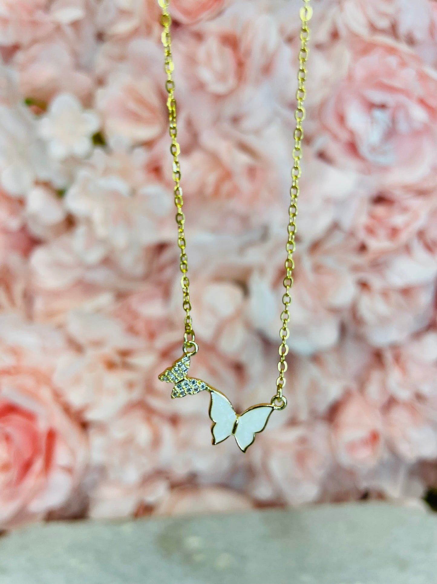 The Mommy and Me Butterfly 18k Gold Plated Necklace