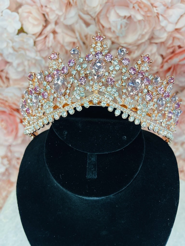 RG7 Gold with Pink Jewels Tiara