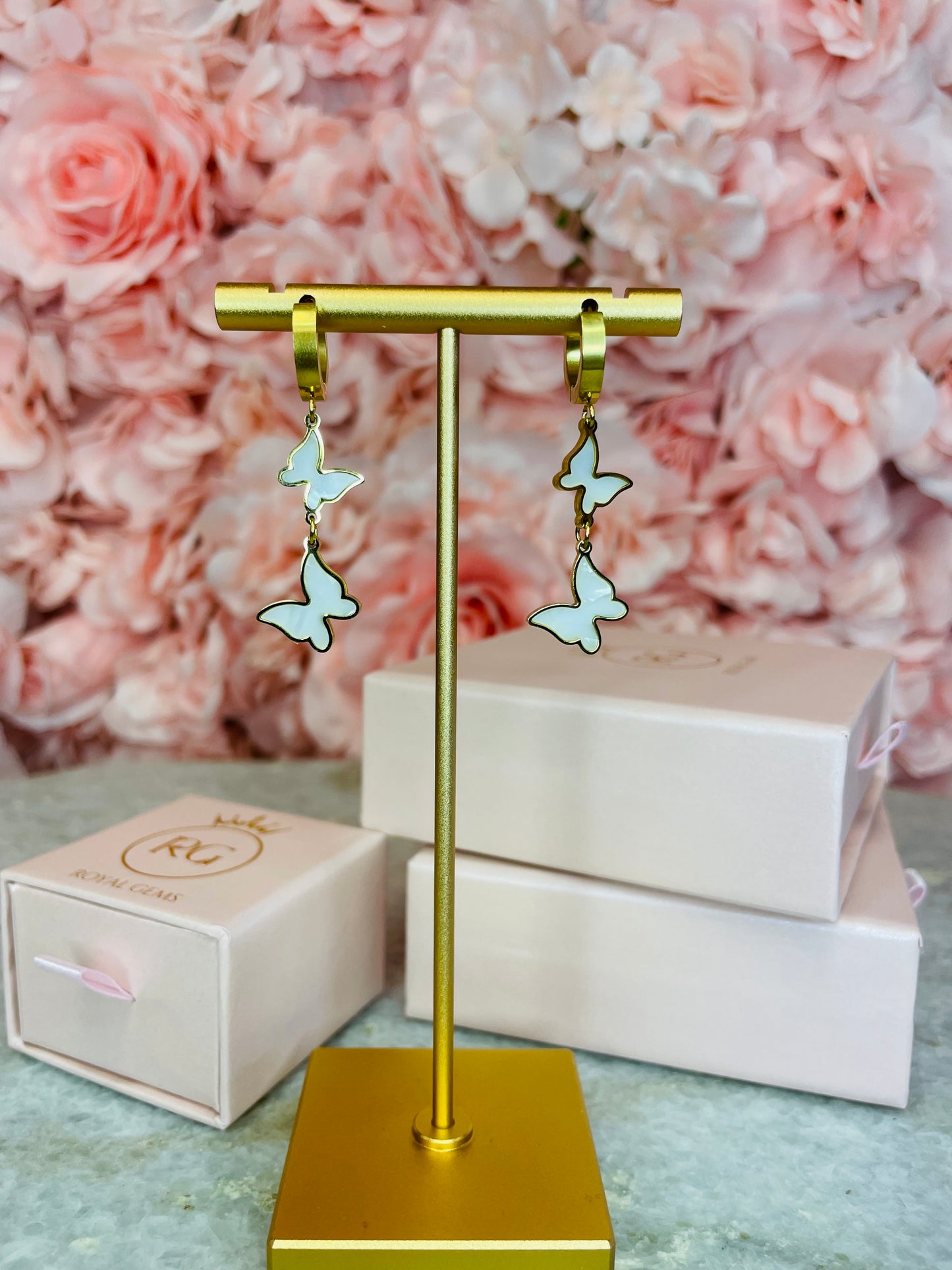 Dangling Butterfly 18k Gold Plated Earrings